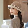 Wool Bucket Hat Basin Hat Elegant Dome Autumn and Winter Hat Hat, Women's High-end Beret, Top Hat