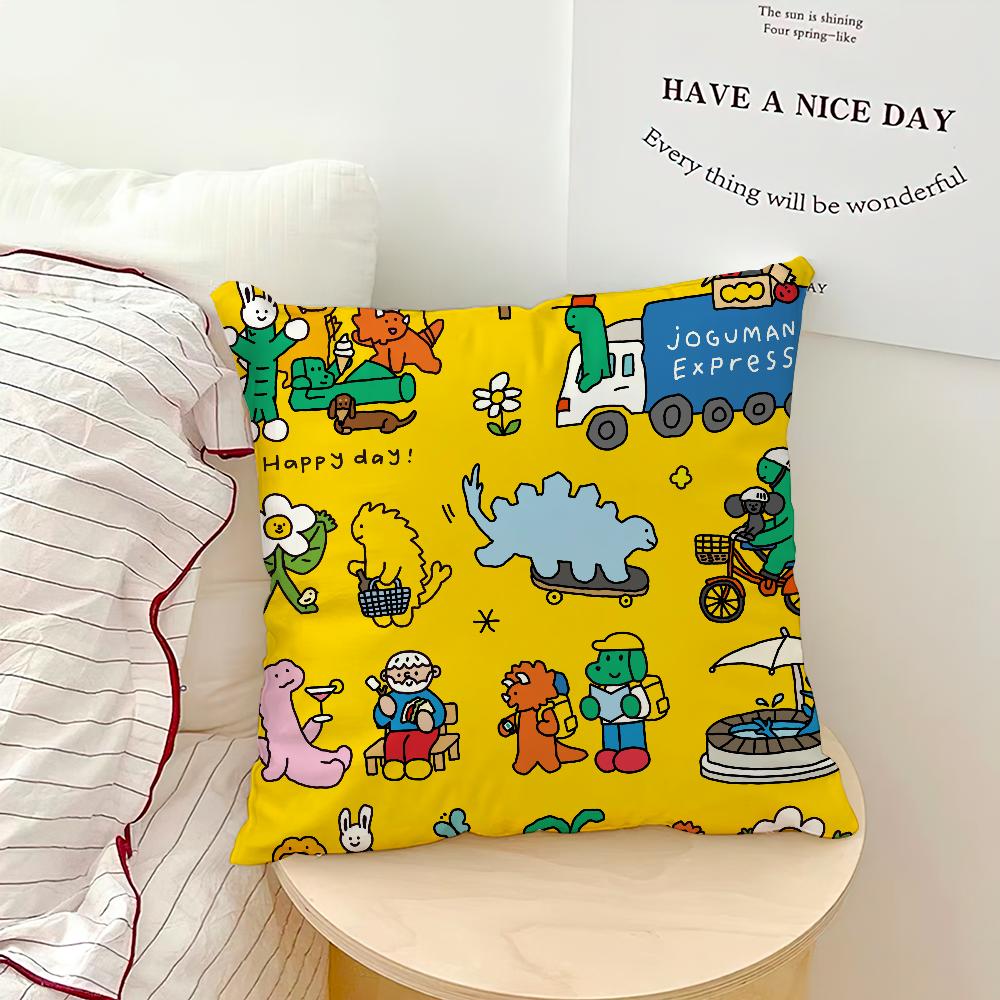 Cartoon Art Joguman Cute Pillow Case Sofa Living Room Bedroom Headboard Backrest Cushion Square Cushion Nap Time