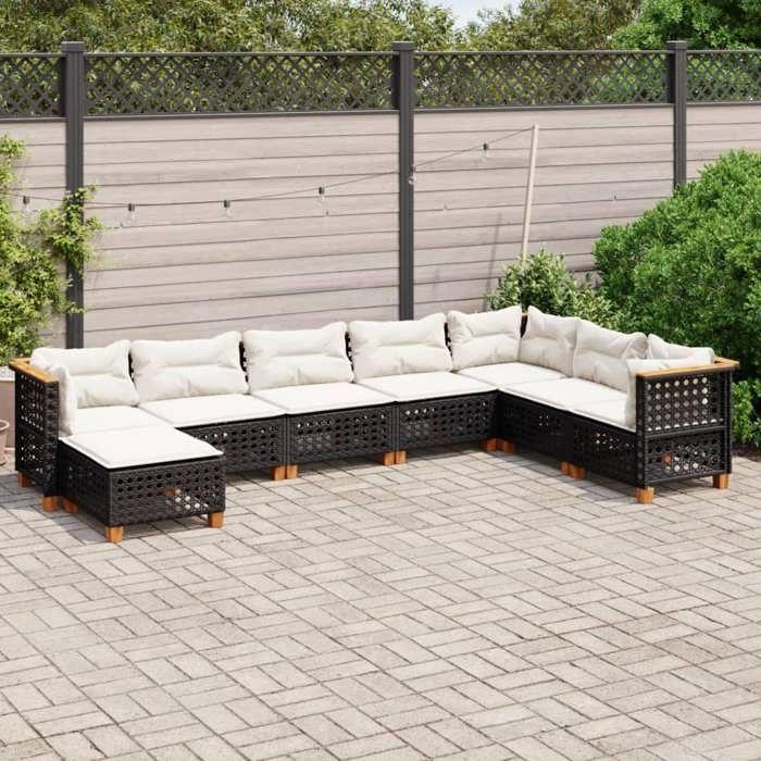 VidaXL Garden Lounge Set 8 Pcs with Cushions Black Wicker, Outdoor Sofa Set, Garden Lounge, Set 3261956