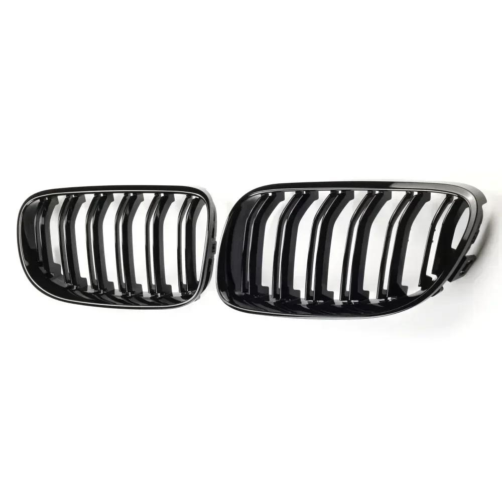 2Pcs Car Style Gloss Black Front Kidney Double Slat Grill Grille For-BMW E92 E93 3-Series 328I 335I Coupe LCI 2010-2013