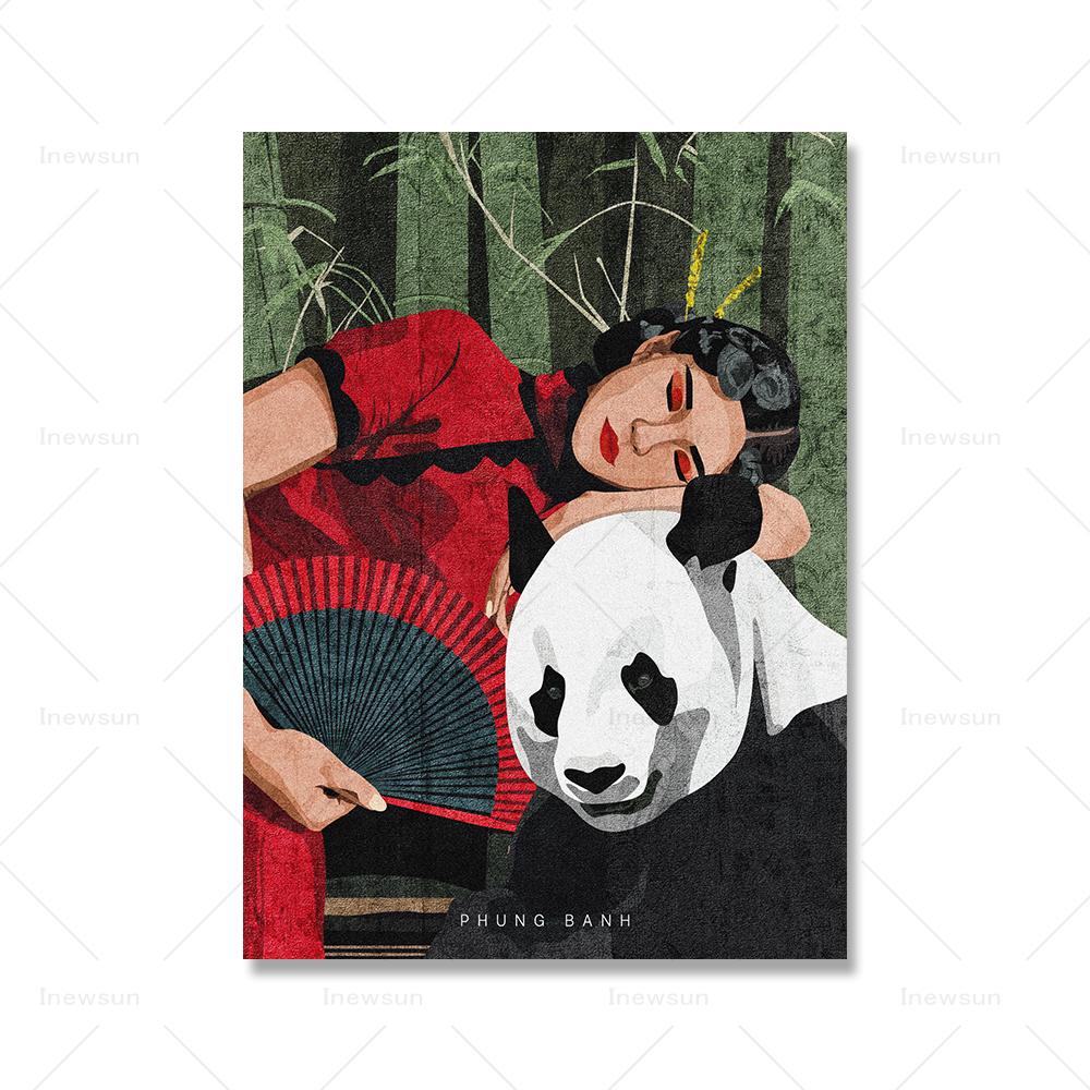 

Азиатская женщина, иллюстрация, культура, праздник, художественный принт, традиционная китайская женщина, холст, живопись, винтажный плакат для девочек, Настенный декор 21x30cm No Framed