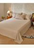 Retro Japanese Style Washable Cotton Bedding Set - Plain Stripe, Button Design, 3-Piece