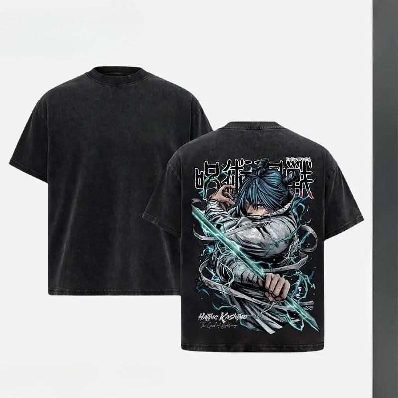 

Hajime Kashimo Jujutsu Kaisen Clothing Men Women Manga T-shirts Vintage Washed T Shirt Casual Cotton Tee Harajuku Unisex Tshirt XXL чорний