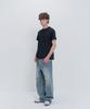 PSSHOPPER Semi-Crop Slub Vintage Short Sleeve T-Shirt [Black]
