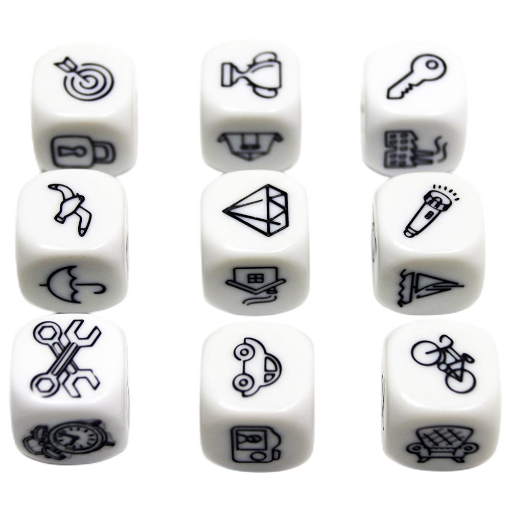 D6 Dice Collection Telling Story Cube High Quality Acrylic 6 Sided Dice Funny Engraved Patterns for Children Education Toys and Games