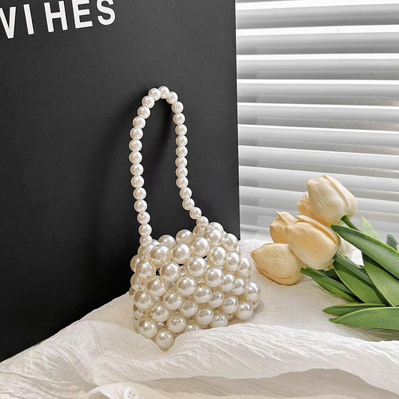 

Trendy Pvc Mini Handbag For Kids With Charming Pearl Detail And Cute Design Large Pearl Tote