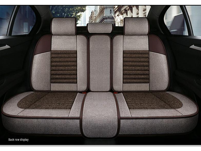 Universeller Leinen-Autositzbezug, Vollständige Umhüllung für fünf Sitze – Ganzjahresstil