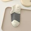 5 Pairs of Women's Spring and Summer Style Pinstripes with Light Mouth Cotton Boat Socks