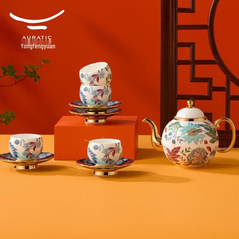 Yongfengyuan Happiness Full Garden 10-Piece Chinese Ceramic Tea Set