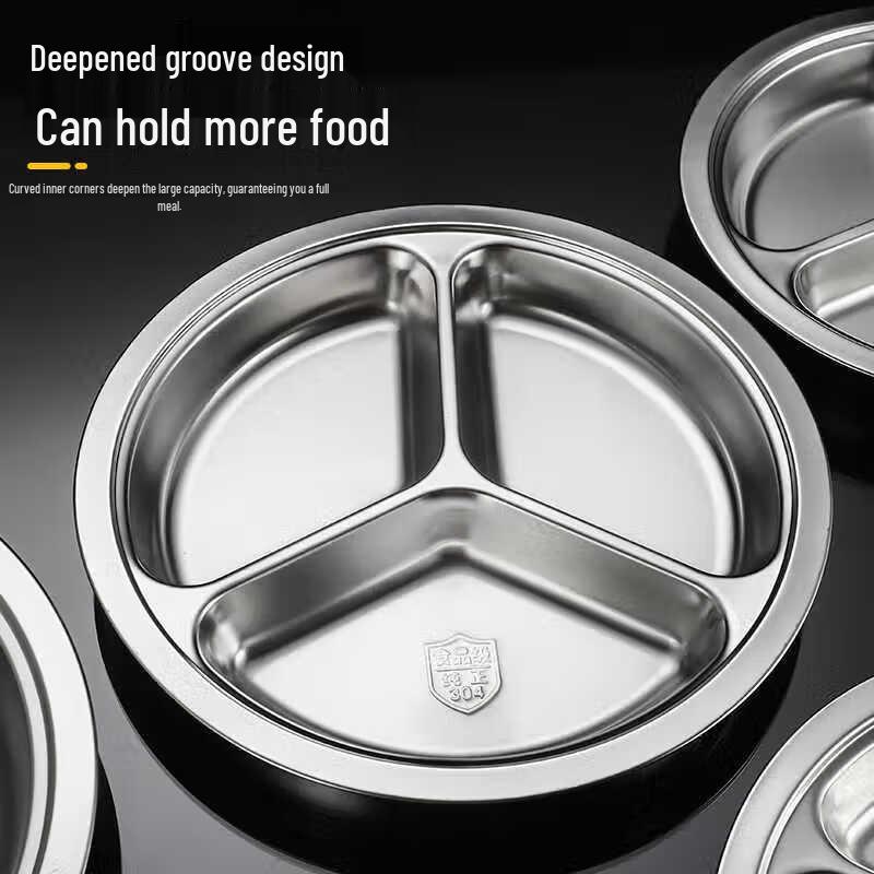3-Compartment Stainless Steel Divided Plate