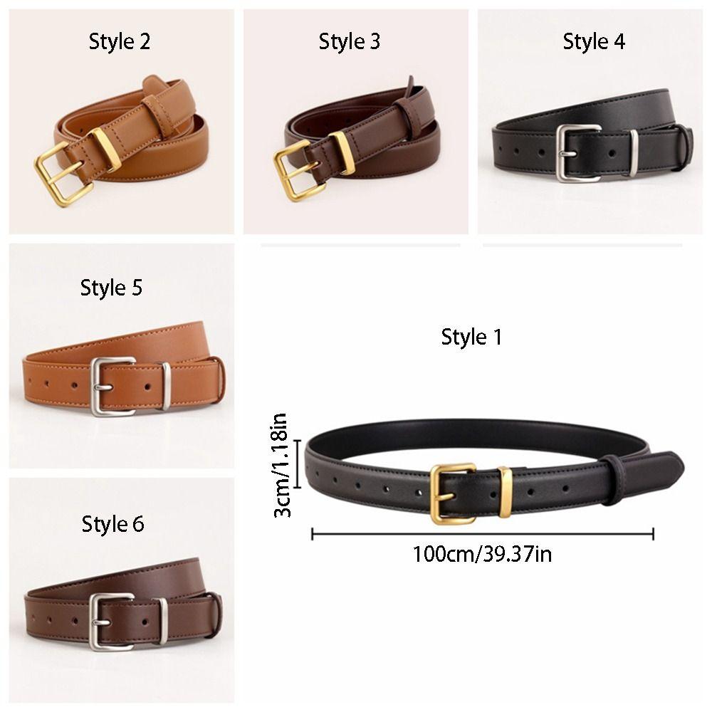 Casual Fashion Leather Belt Solid Color Adjustable Women Belt Thin Metal Buckle Decorative Belt All-Match