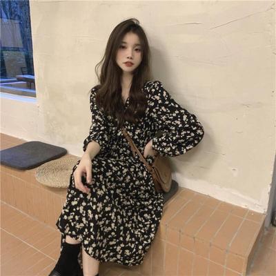 2022 Autumn French Long Floral Dress - Kids' Spring/Autumn