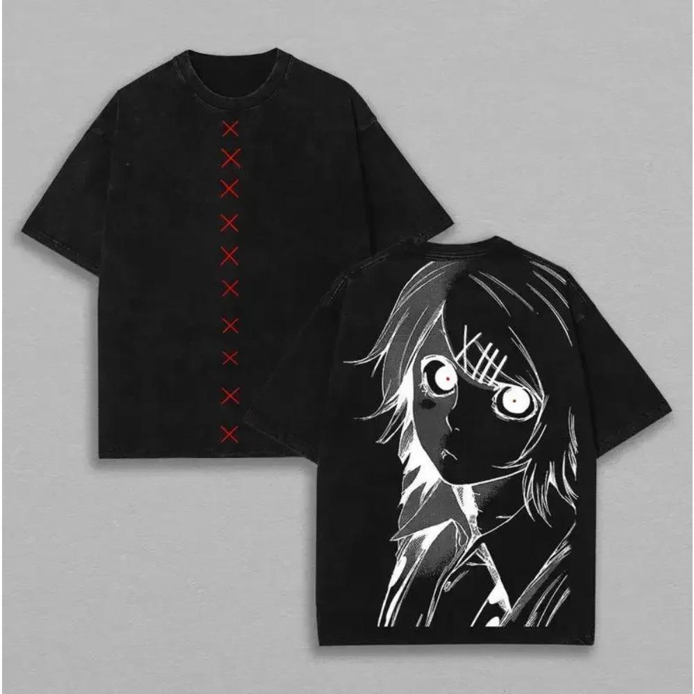 

Футболка с принтом Tokyo Ghoul Juuzou Suzuya Мужская Женская с коротким рукавом Одежда Футболка из стираного хлопка Ретро Повседневная Футболка Харадзюку M