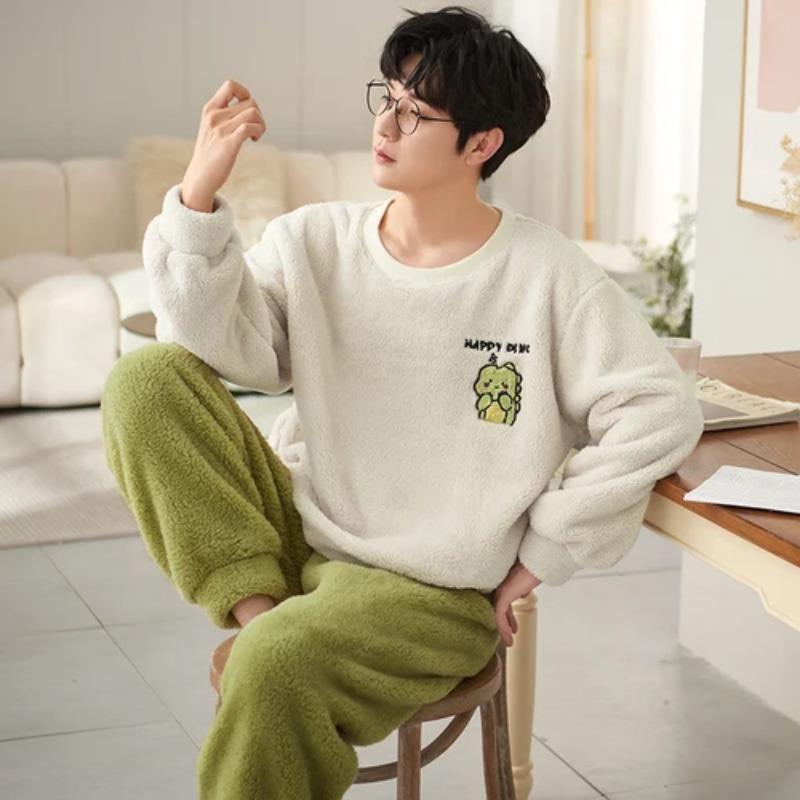 Pyjamas für Herren Lässige Flanell-Pyjama-Sets Hausanzug Winter Warm Pyjamas Männliche Nachtwäsche