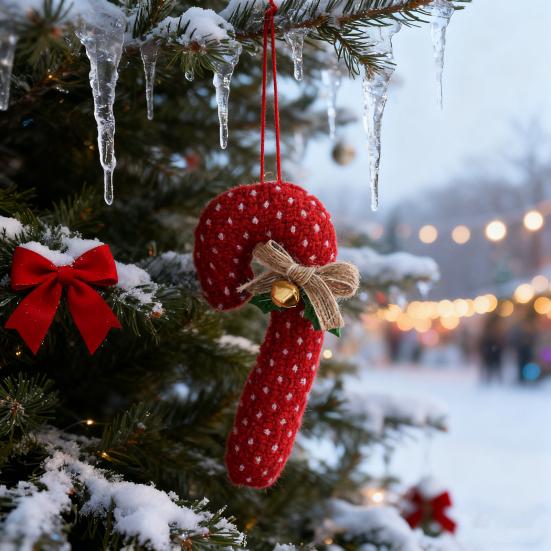 Candy Cane Christmas Ornament Plush Soft Candy Cane Christmas Tree Stuffed Decoration for Holiday Party Decor