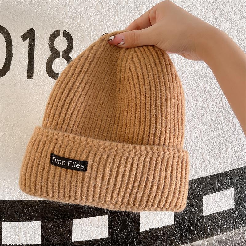 Couple Autumn and Winter Warm Knitted Hat Street Style Patch Wool Hat Women Korean Style Ins Versatile Autumn Ear Protection Hat