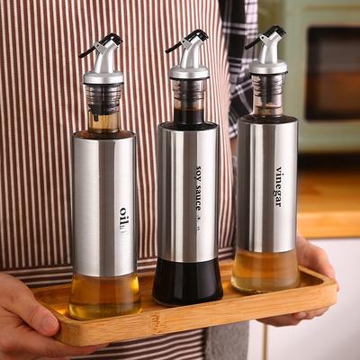 Ev Tipi Cam Yağ Şişesi Kontrollü Yağlık Sızdırmaz Tank Paslanmaz Çelik Yağ Şişesi Sızdırmaz Baharatlık Mutfak Soya Sosu Sirke Baharat Şişesi