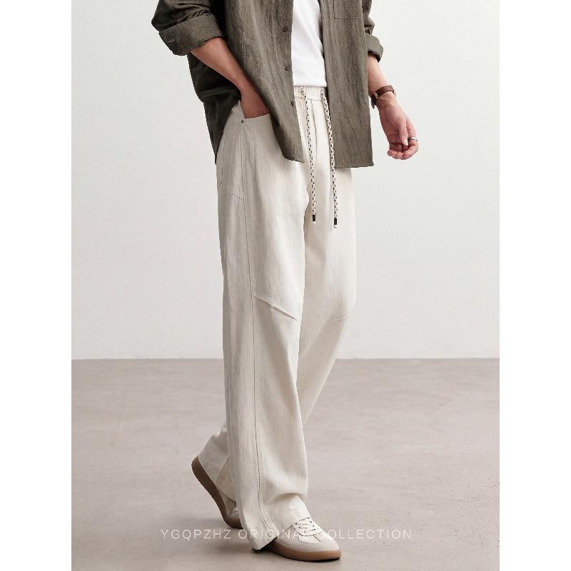 Counter minimalist design high-end tencel cotton blended thin casual pants men's spring and summer loose straight trousers