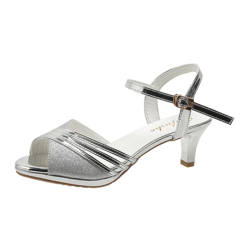 New Peep Toe High Heeled Women Sandals Fashion Ladies Summer Shoes Brand Spike Heels 6cm Gold Silver Shoes for Women