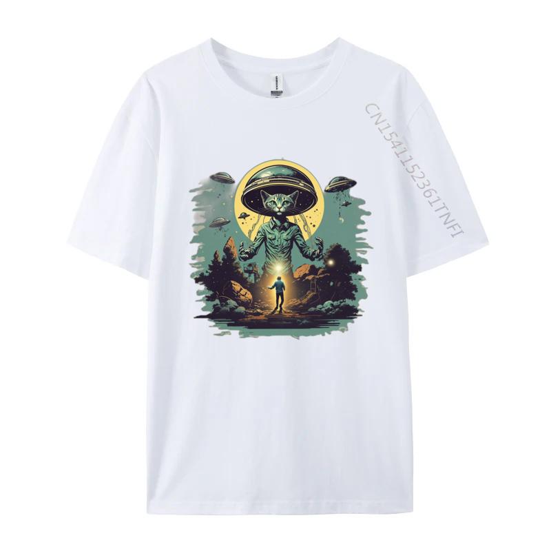 Alien Landing Tshirt Six Flying Saucers Invasion Top Tshirts Tops Shirts Fashionable Graphic T Shirts Men Cotton
