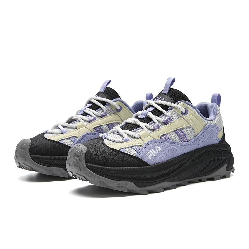 FILA TREK 2 Textile, Synthetic Leather, Split Cow Leather Height Increasing Low top Casual Shoes Women's Gray Purple F12W542123FDT