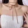 Women’s Synthetic Fiber Rope Choker Necklace, Adjustable Bow Tie Velvet-Like Neckband Non-Metallic Fashion Trendy Choker Jewelry