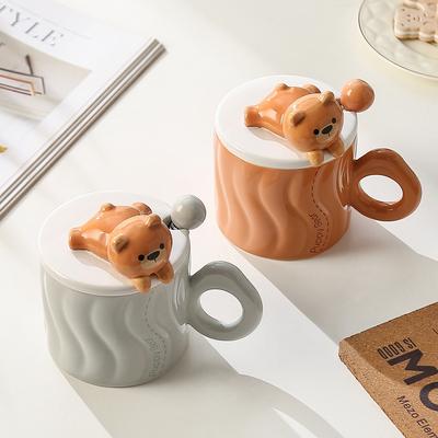 Kreatywne ceramiczne kubki z misiem Urocze i słodkie kubki na wodę Kubki  Wysoki poziom estetyki Dziewczęce kubki do picia Kubki do kawy