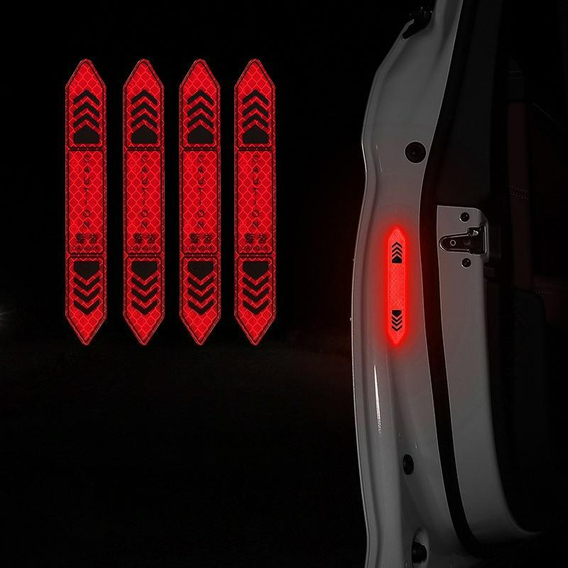 4Pcs/set Night Strong Reflective Car Door Warning Stickers - Open Safety Anti-Collision Reflective Body Stickers.