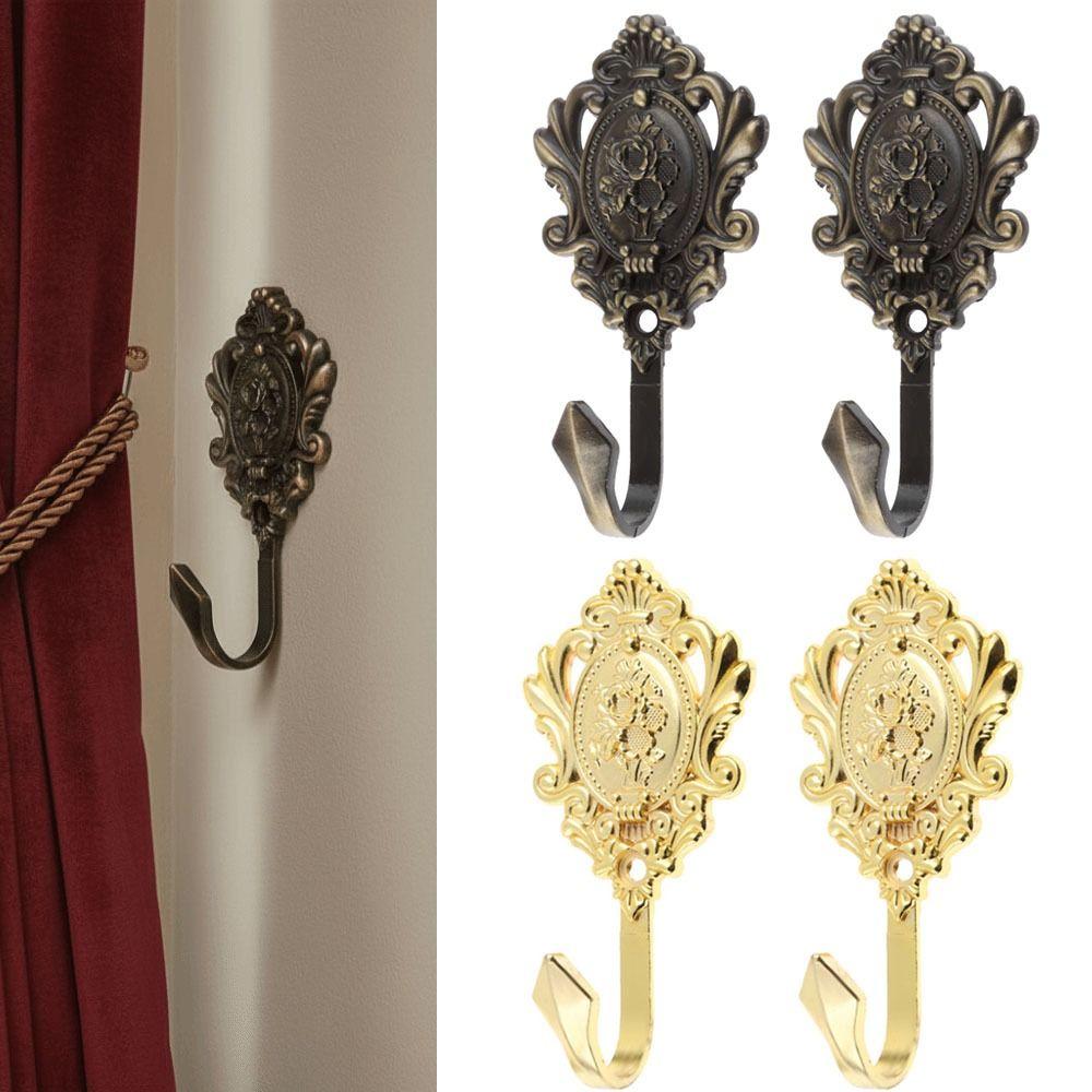 2Pcs Vintage Style Tieback Hooks Zinc Alloy Wall Hook New Curtain Drapery Interior Design