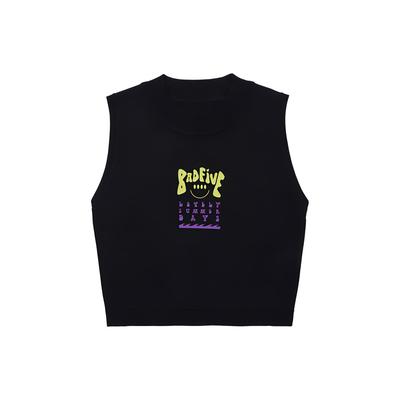 Li Ning Badfive Holiday Carnival Letter Print Round Neck Pullover Vest Women Vests Black AMVS006-3