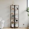 6 Tier Corner Shelf with Light, 65.3" Tall LED Corner Shelves, Corner Shelves Standing with Metal Frame, Corner Bookshelf