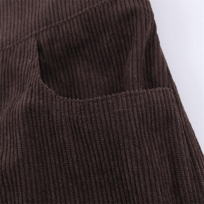 European & American Style Women's Corduroy Blazer and Wide-Leg Pants Set