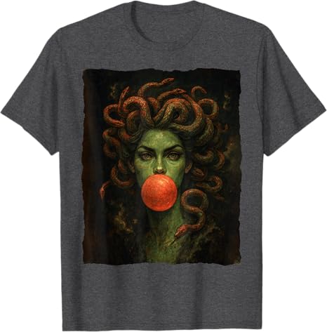 Medusa Kaugummi Feministin Griechische Mythologie Halloween T-Shirt Mythisches Monster Schlangenhaar Gorgone Lustig Fantasy Ästhetik Kleidung