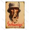 BarCafeVintageArt Keep Quiet Metal Sign-Vintage German Poster, Cave Sign|Great for Decorating Home Bar, Garage, Cafe&Living Room