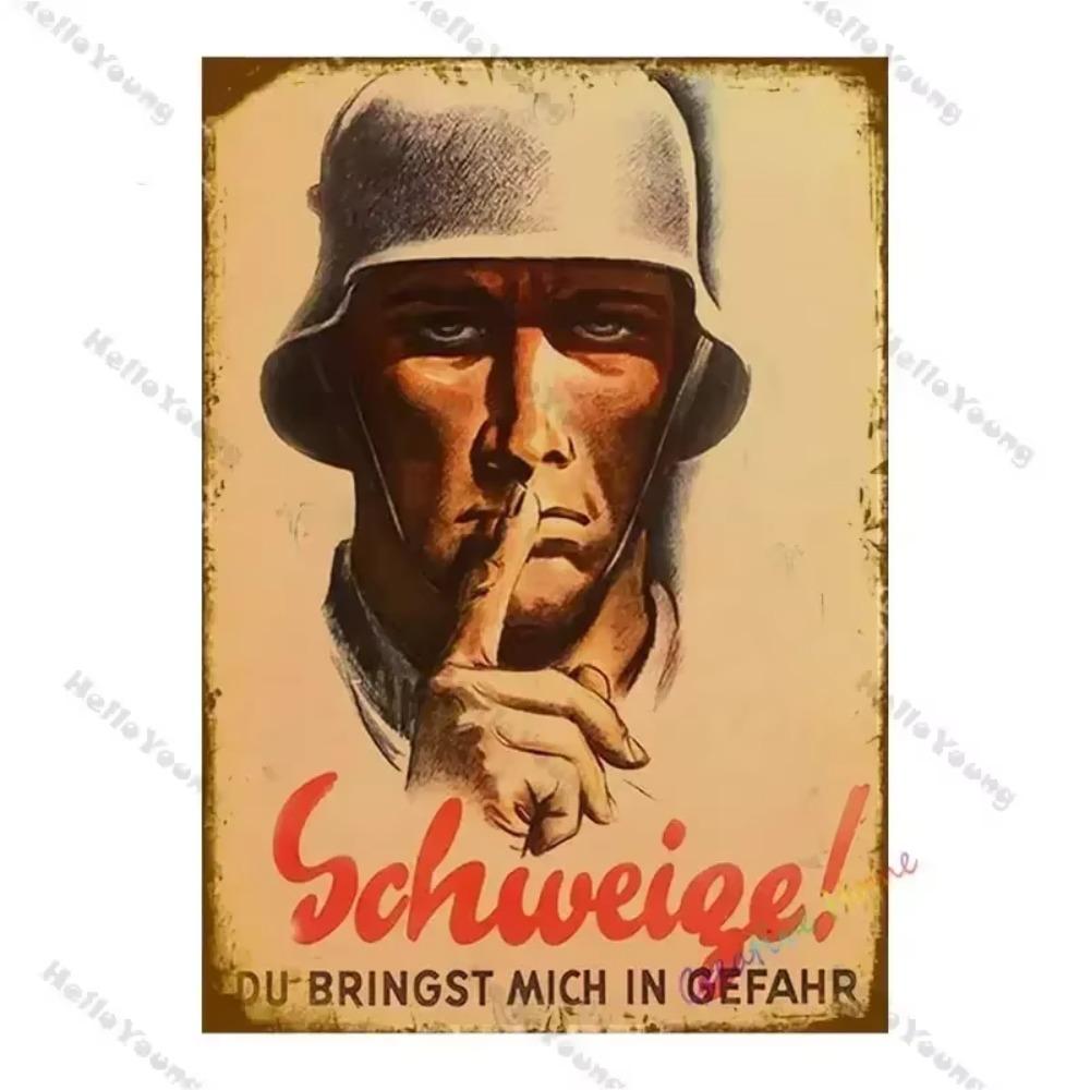 BarCafeVintageArt Keep Quiet Metal Sign-Vintage German Poster, Cave Sign|Great for Decorating Home Bar, Garage, Cafe&Living Room