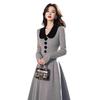 French Hepburn-Style Retro Knit Dress: Autumn/Winter 2025 Edition, Elegant High-End Design with Cinched Waist.