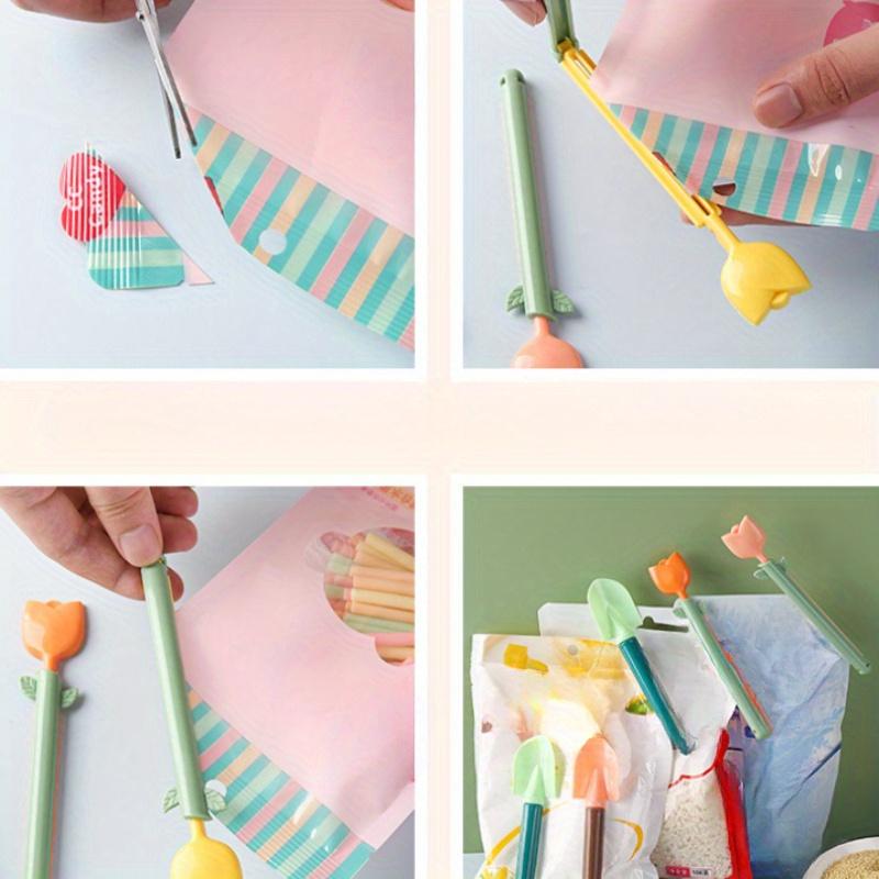 8Pcs Tulip Food Sealer Clips, Reusable Moisture Resistant Clamps for Snack Cereal Lunchbox Household Storage