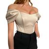 New Summer Women Elegant Off-Shoulder Satin Bodysuit Women Clothing Sexy Sweetheart Neck Corset Top