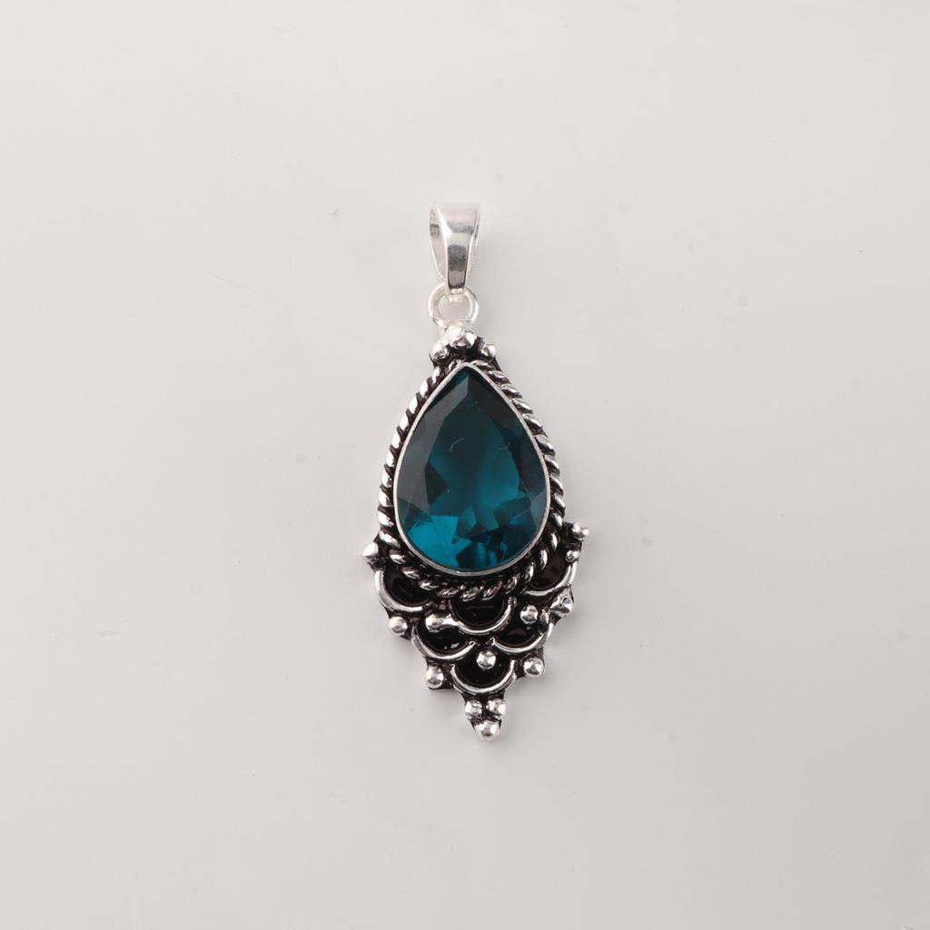 Pietra Preziosa Apatite Argento Sterling 925 Gioiello Fatto a Mano Ciondolo 1,5" Per Regalo PP-70-1