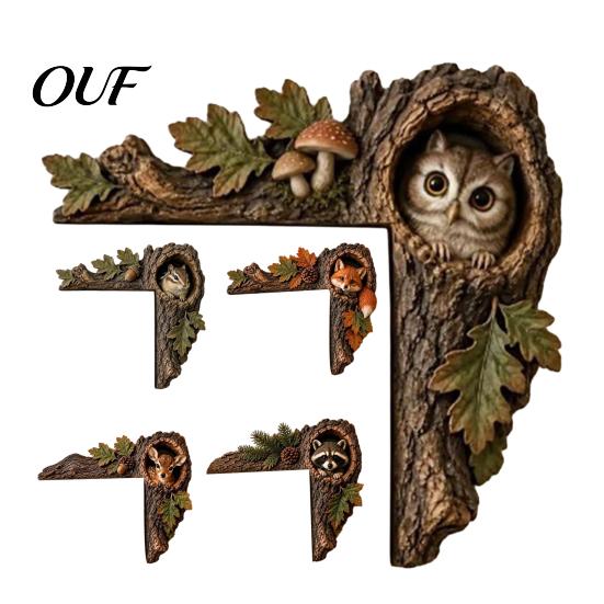 Decorative Cabin Door Topper Chipmunk Tree Hollow Topper, Wood Frame Sign, Woodland Nursery Wall Decor Animal Art for Home Bedroom Hallway And