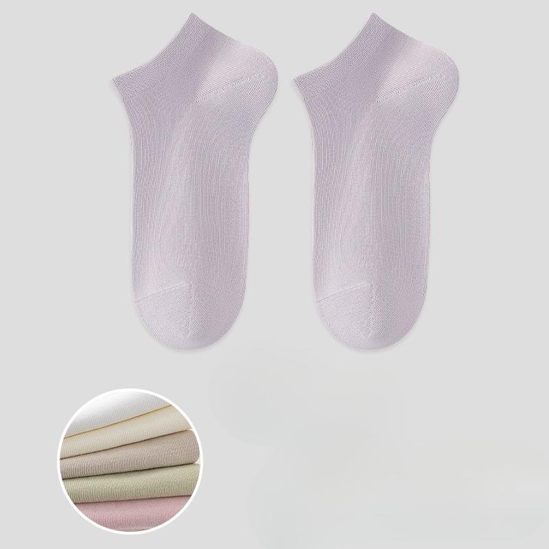 Women's Summer Thin Cotton Pure Color Mesh Breathable Sweat Absorption Deodorant Boneless Socks