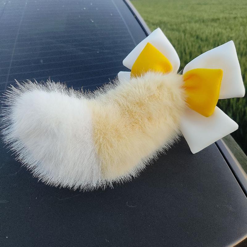 Decorazione Coda Auto Peluche Soffice Fiocco Carino Tocco Morbido Multi Colori Styling Esterno Auto Accessori Auto Per Ragazze