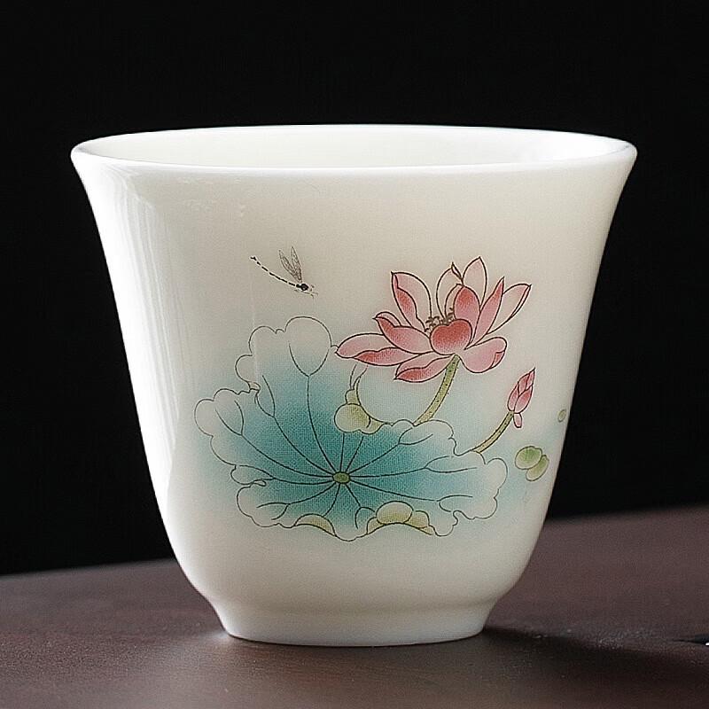 Chaxun 'A Thousand Li of Rivers and Mountains' Mutton Fat Jade Porcelain Tea Cup