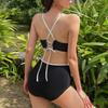 1011 new female sexy retro simple backless straps hottie high waist belly cover and thin split swimsuit bikini