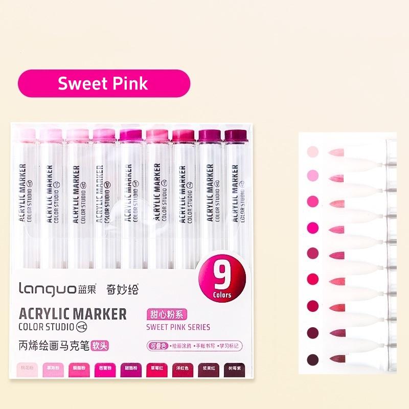 9pcs Color Studio Markers Set Soft Head Brush for Art Painting Drawing Manga Sketch Rocks Fabric