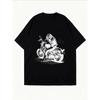 White Oversized T Shirt With Motorcycle Rider Graphic For Casual Wear