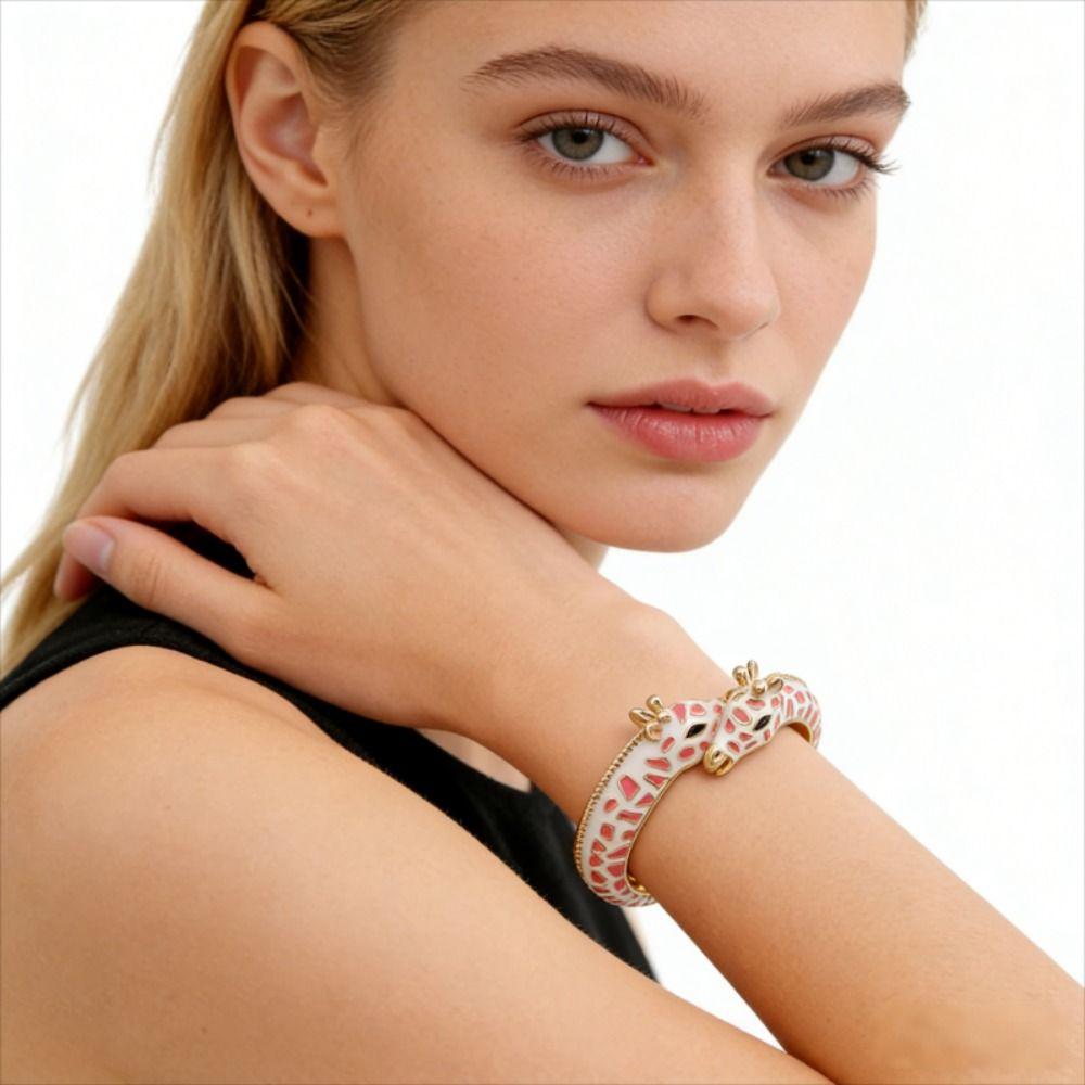 Buntes Emailliertes Armreif Armband Verstellbar Offen Tier Statement Armreif Damen