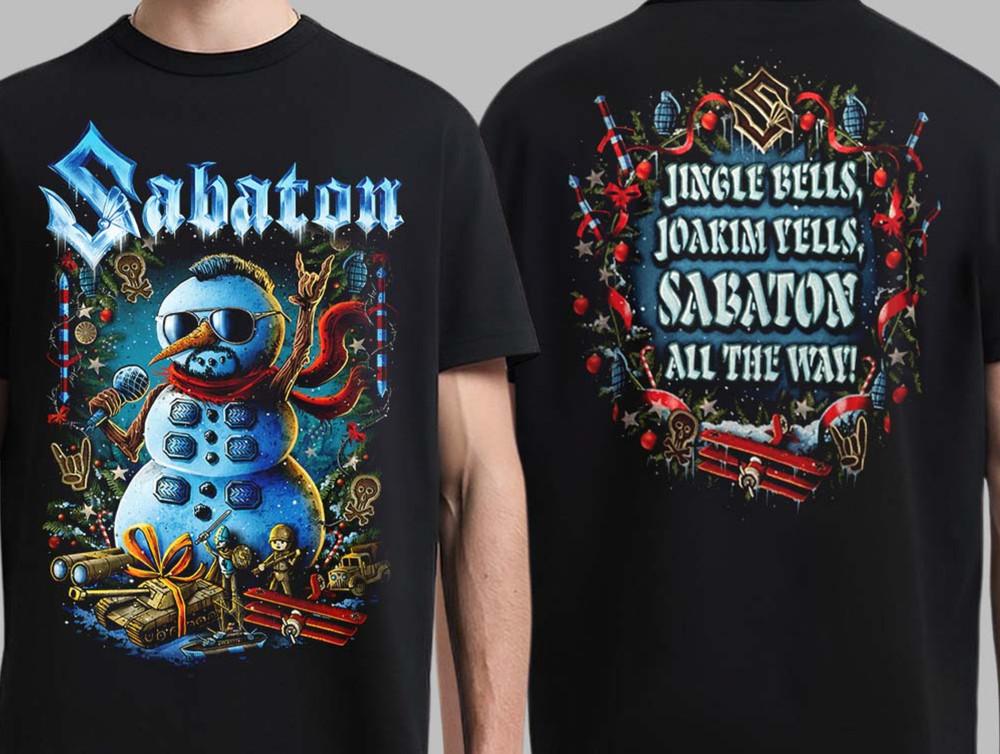 Sabaton Рождество 2024 Йоаким в костюме снеговика Jingle Bells Двусторонняя унисекс футболка Унисекс футболка M