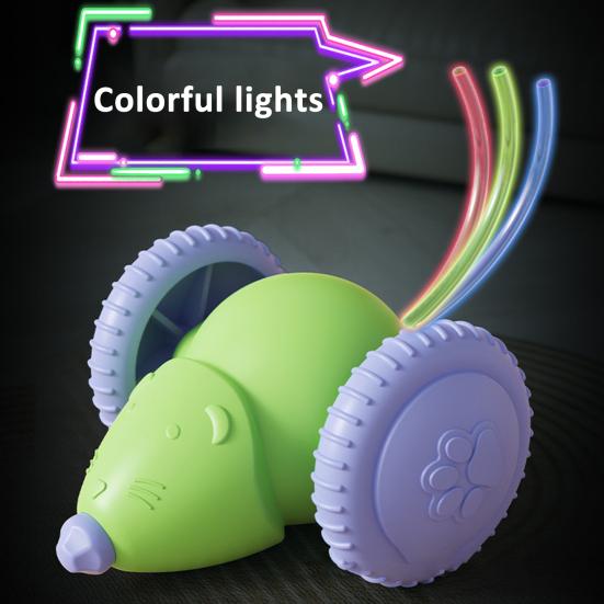 Akıllı Elektrikli Fareler Kedi Oyuncağı Şarj Edilebilir Otomatik Hareket Eden Fare Araba Oyuncağı LED Işıklarla İç Mekan Kedileri için İnteraktif Kedi Teaser