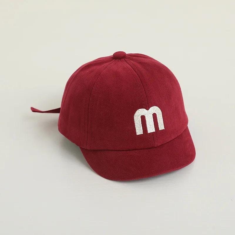 Letter M Baby Baseball Cap Infant Embroidery Peaked Hat Kids Solid Color Duck Tongue Caps 1-3year Boys Girls Short Brim Visors